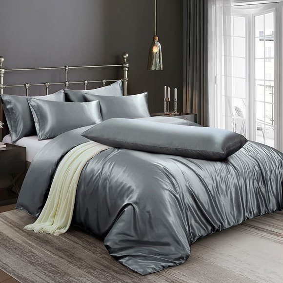 New  6 Pieces Satin Duvet Cover King Size Luxury Silky Bedding Duvet C… - Picture 3 of 15